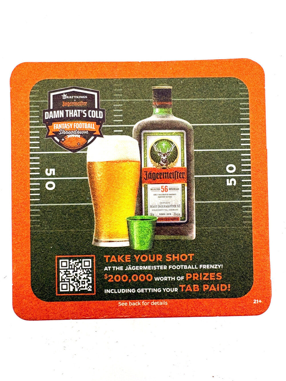 25 Pack Jagermeister 2024 P3 Football Frenzy Promotional Bar Coaster